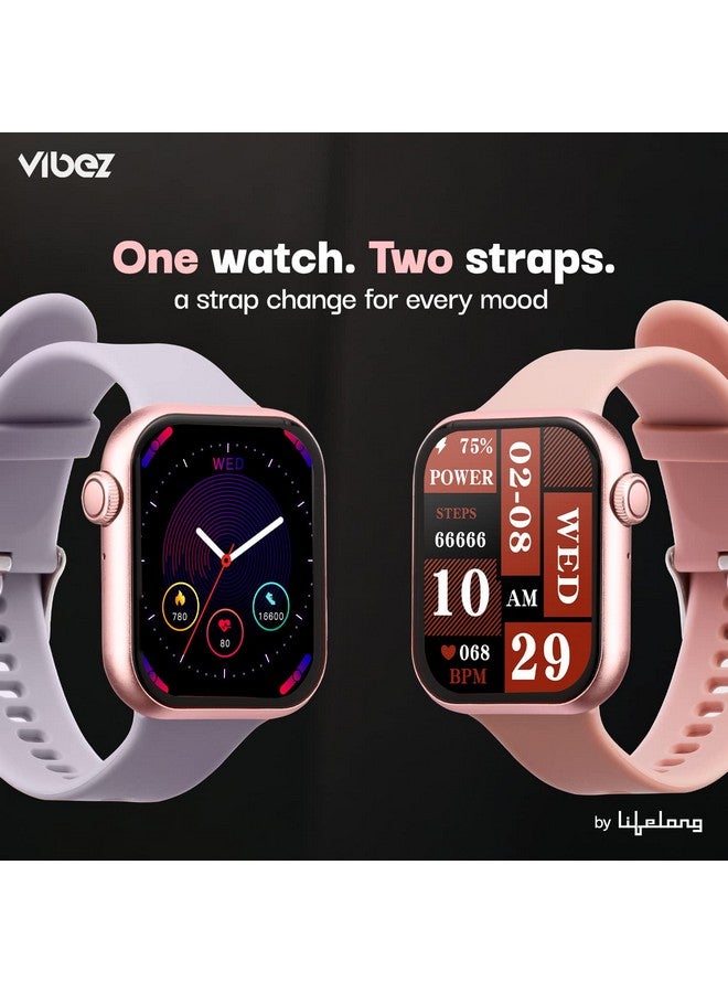 VIBEZ Vibez by Lifelong Hype Women Smartwatch with Bluetooth Calling|Multiple Straps (VBSWW801, 1 Year Manufacturer Warranty, Rose Gold)  - Image 2