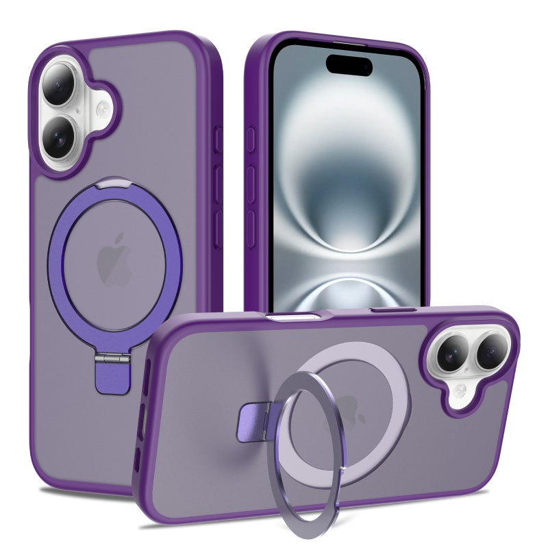 iPhone16  MagSafe Case with Magnetic Invisible Stand,【Full Shockproof Protection】Matte Back Phone Cover with Magnet Kickstand for iPhone 16 MagSafe - Image 1