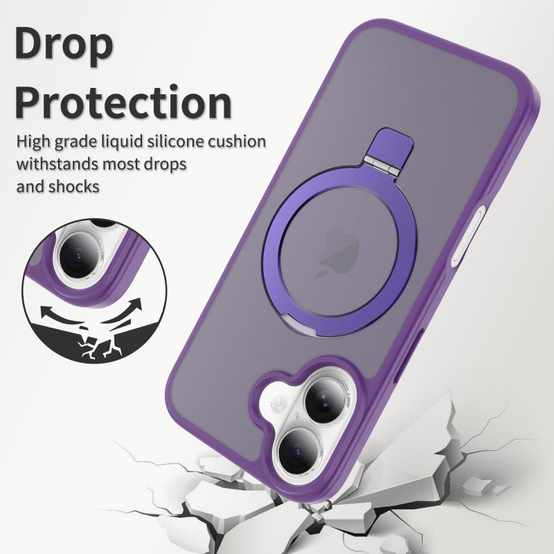 iPhone16  MagSafe Case with Magnetic Invisible Stand,【Full Shockproof Protection】Matte Back Phone Cover with Magnet Kickstand for iPhone 16 MagSafe - Image 2
