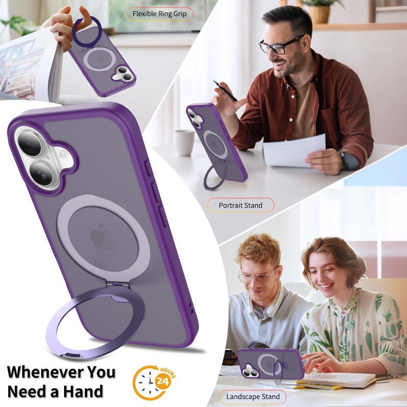 iPhone16  MagSafe Case with Magnetic Invisible Stand,【Full Shockproof Protection】Matte Back Phone Cover with Magnet Kickstand for iPhone 16 MagSafe - Image 3
