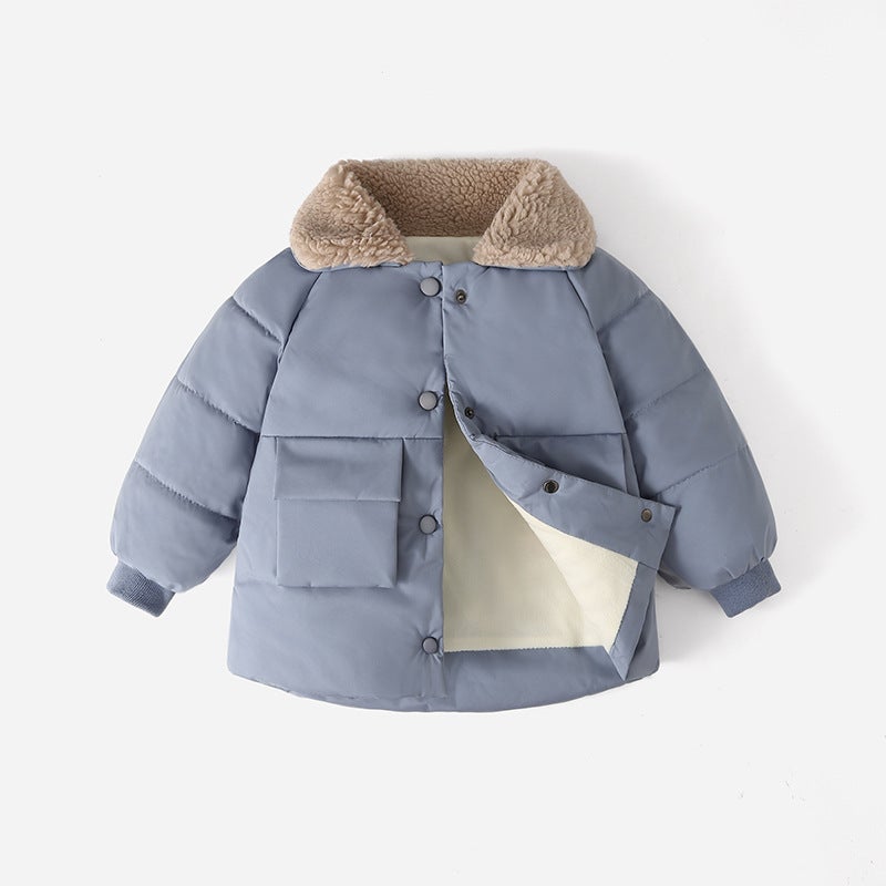 2024 Kids Padded Winter Jacket Korean Thickened Haze Blue 