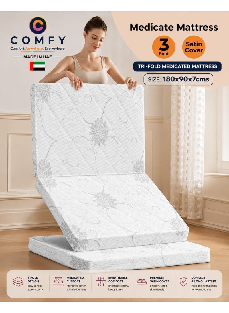 COMFY FOLDING SEMI MEDICATED PORTABLE MATTRESS WHITE SINGLE 3 - Image 1