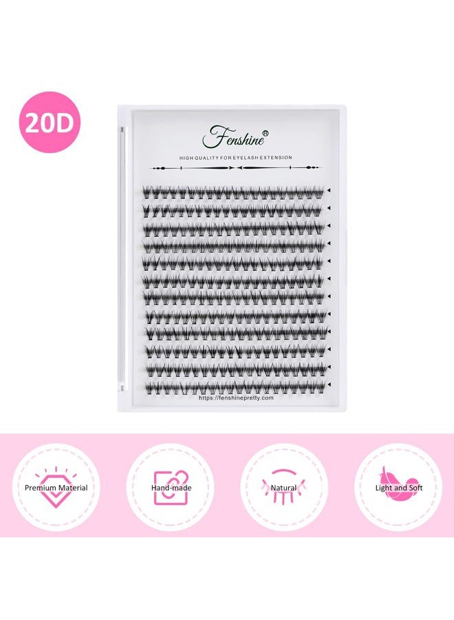 Fenshine Cluster Lashes Individual Lashes Wide Stem 0.07D 20D Curl 12mm DIY Eyelash Extension Individual Soft False Lashes for Personal Use at Home - Image 4