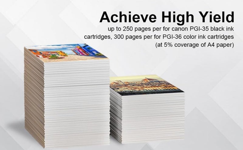 بريتمور حزمة خراطيش الحبر الأسود PGI-35 والملون CLI-36 متوافقة مع Canon 35 36 PGI 35 CLI 36 Pixma TR150 IP110 IP100 TR 150 IP 110 IP 100 Mini 260 320 طابعة محمولة (2 أسود + 1 ملون) - Image 2
