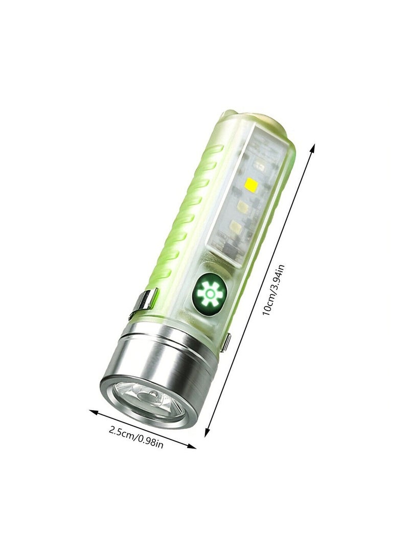 N3 - Mini Multifunctional LED Flashlights USB Rechargeable Small Keychain Pocket Flashlight with 6 Modes including White LED, Red LED, Blue LED and UV LED - Image 1