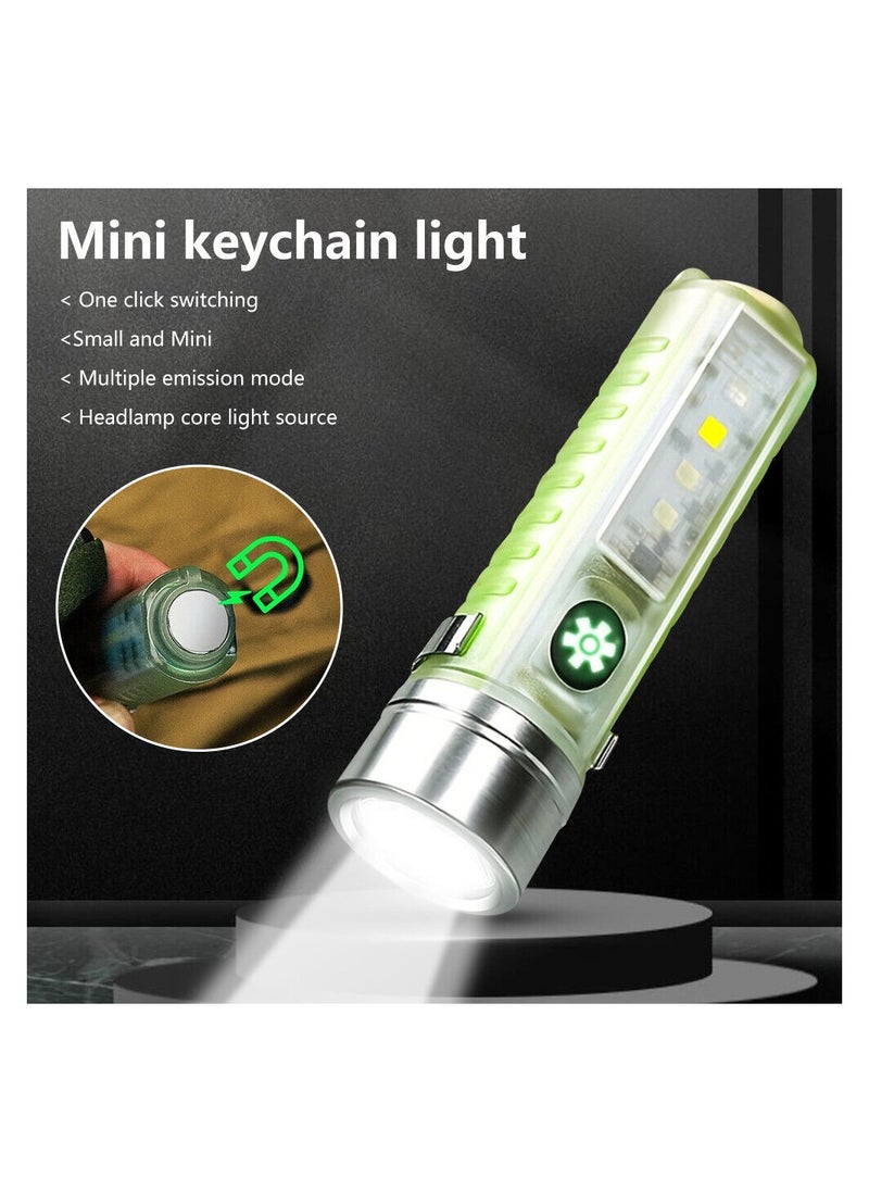 N3 - Mini Multifunctional LED Flashlights USB Rechargeable Small Keychain Pocket Flashlight with 6 Modes including White LED, Red LED, Blue LED and UV LED - Image 1