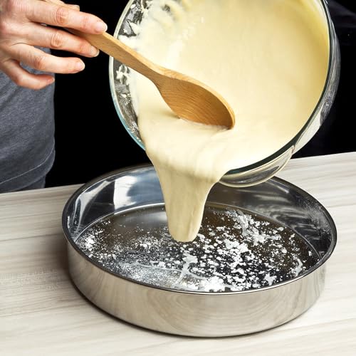 BAKEWAY 8 inch Cake Pans, Round Baking Layer Cake Pan Set of 2, Stainless Steel Mirror Finish & Dishwasher Safe for Birthday, Party, Wedding - Image 4