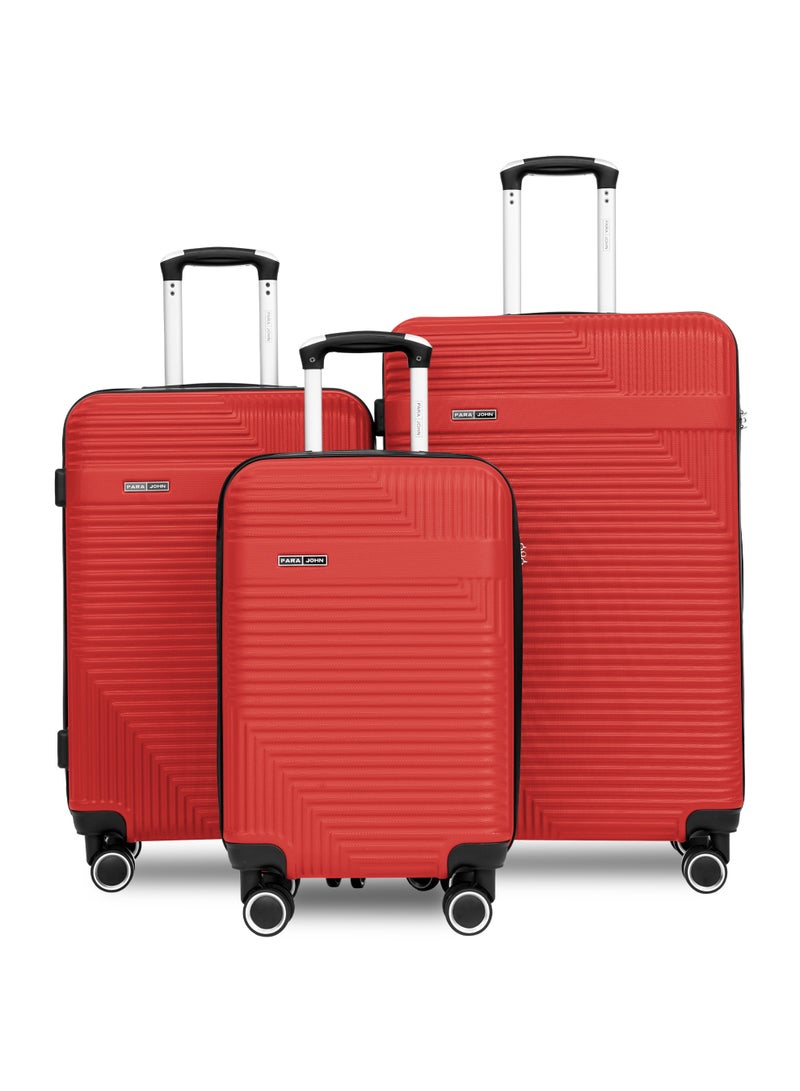 PARAJOHN ABS Material 3-Piece Hardsided Luggage Set | 4-Wheel Spinner Trolley | Small (10kg), Medium (20kg), Large (30kg)Red - Image 1