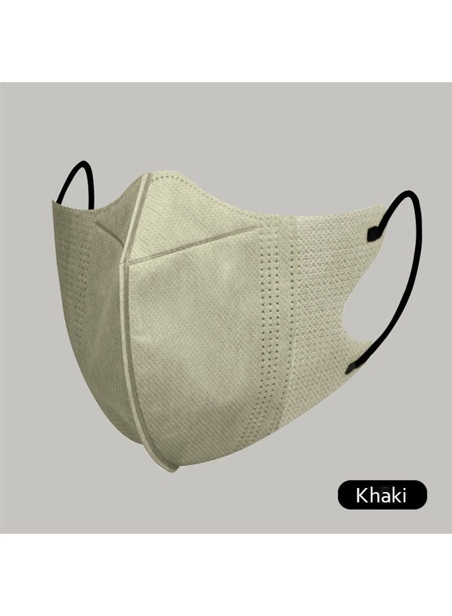 20 Pcs 3D Disposable Face Mask Unisex Adult's 3-Ply Melt Blown Filter Face Mask With Elastic Ear Loop -Khaki - Image 1