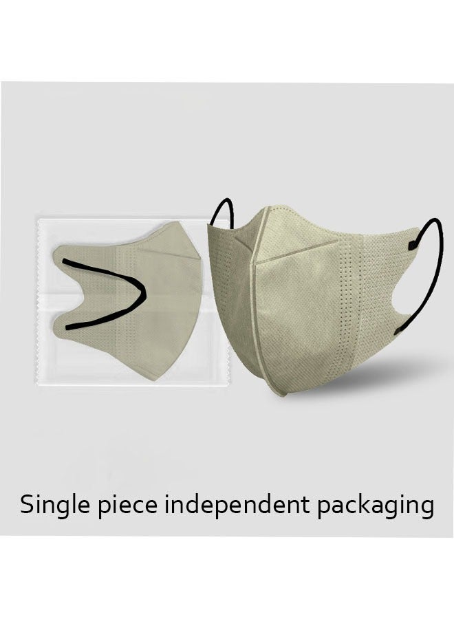 20 Pcs 3D Disposable Face Mask Unisex Adult's 3-Ply Melt Blown Filter Face Mask With Elastic Ear Loop -Khaki - Image 2