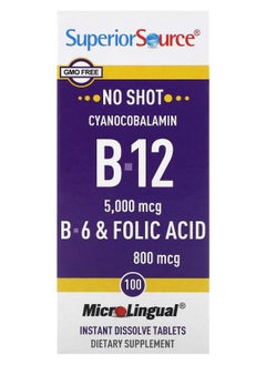 Superior Source B-12 B-6 & Folic Acid 100 MicroLingual Instant Dissolve Tablets 