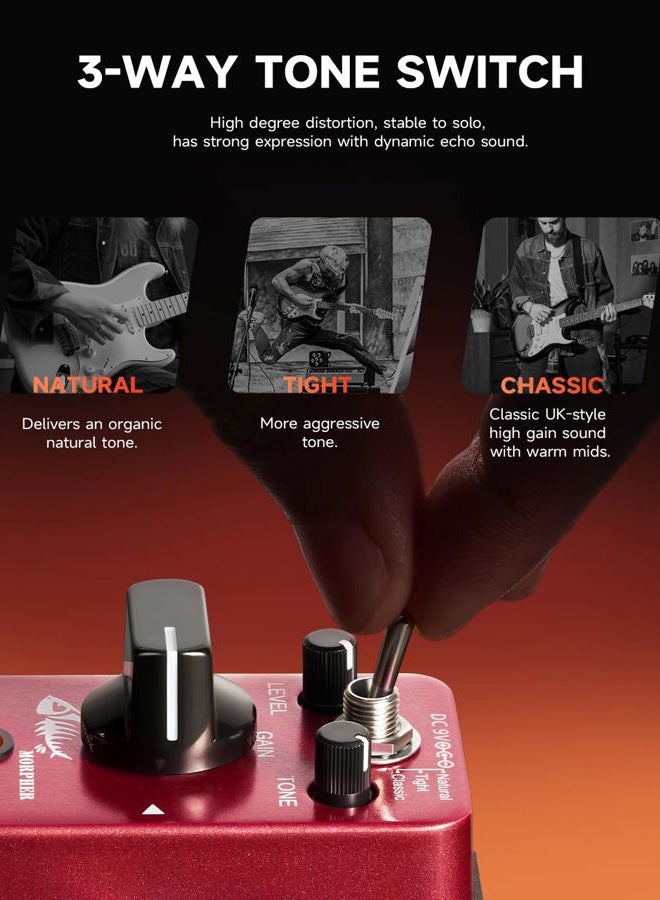 Donner Distortion Guitar Pedal, Morpher Mini Distortion 3 Modes Natural, Tight, Classic Crunch 80s Metal for Electric Guitar True Bypass - Image 3