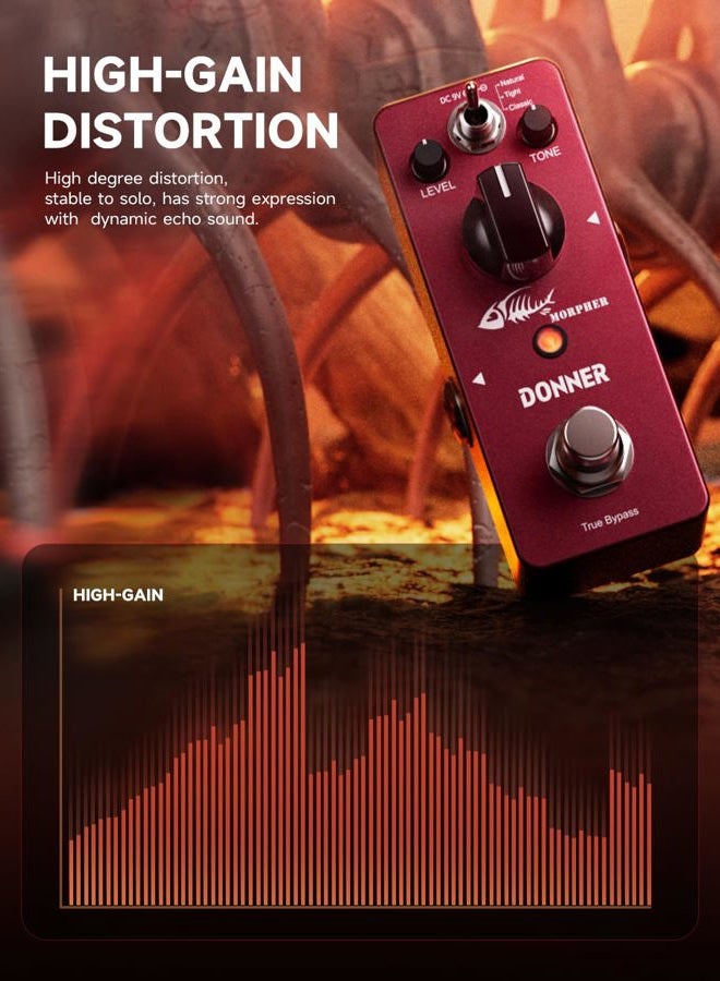 Donner Distortion Guitar Pedal, Morpher Mini Distortion 3 Modes Natural, Tight, Classic Crunch 80s Metal for Electric Guitar True Bypass - Image 2