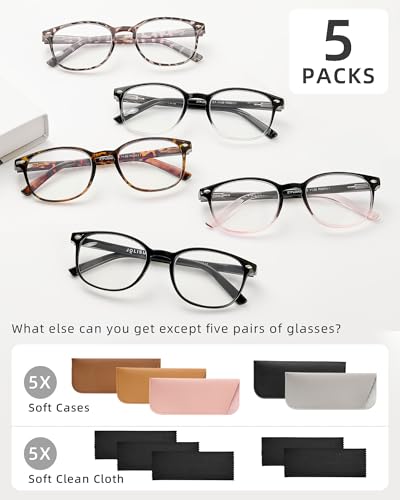 JOLISU 5 Pack Reading Glasses For Women, Blue Light Blocking Computer Reader Spring Hinge Eyeglasses (1.50) - Image 5