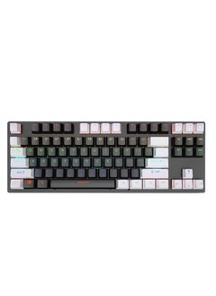 LEAVEN Mechanical Keyboard 87 Keys Suspended Translucent Keycaps Red Switch Colorful Backlit USB Wired Gaming Keyboard - White/Black  - Image 1