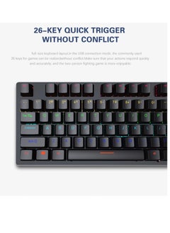 LEAVEN Mechanical Keyboard 87 Keys Suspended Translucent Keycaps Red Switch Colorful Backlit USB Wired Gaming Keyboard - White/Black  - Image 2