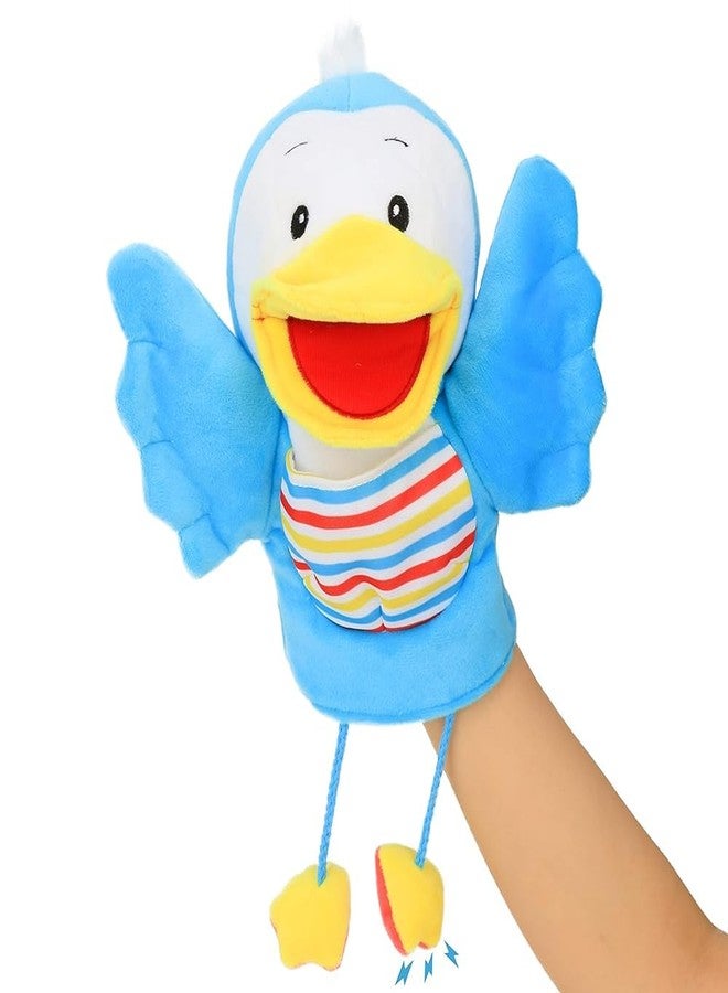 Hopearl Plush Bird Hand Puppet with Open Movable Mouth for Imaginative Play, Role Play, Interactive Toy for Storytelling Teaching Puppet Theater, Gifts for Kids Boys Girls, Blue, 16'' - Image 1
