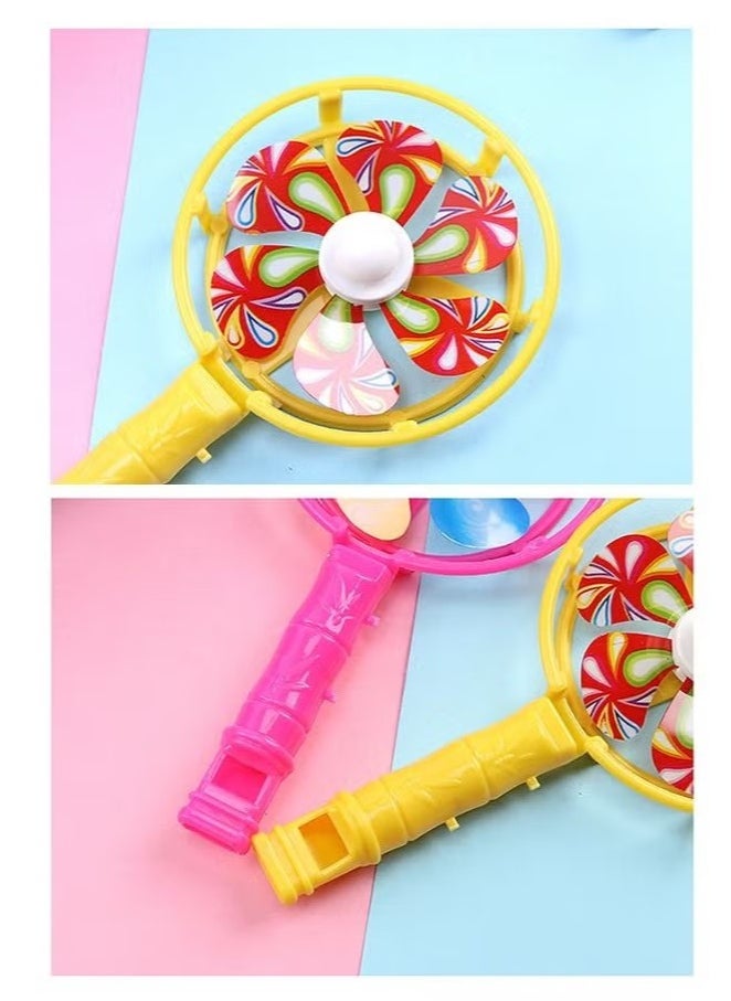 Ailily 15 Pcs Windmill Whistles Portable Pinwheel Shaped Whistle Noisemakers Blowing Horn Toy Football Fans Sporting Events Birthday Goodie Bags Fillers Party Favor Gifts Random Color  - Image 3