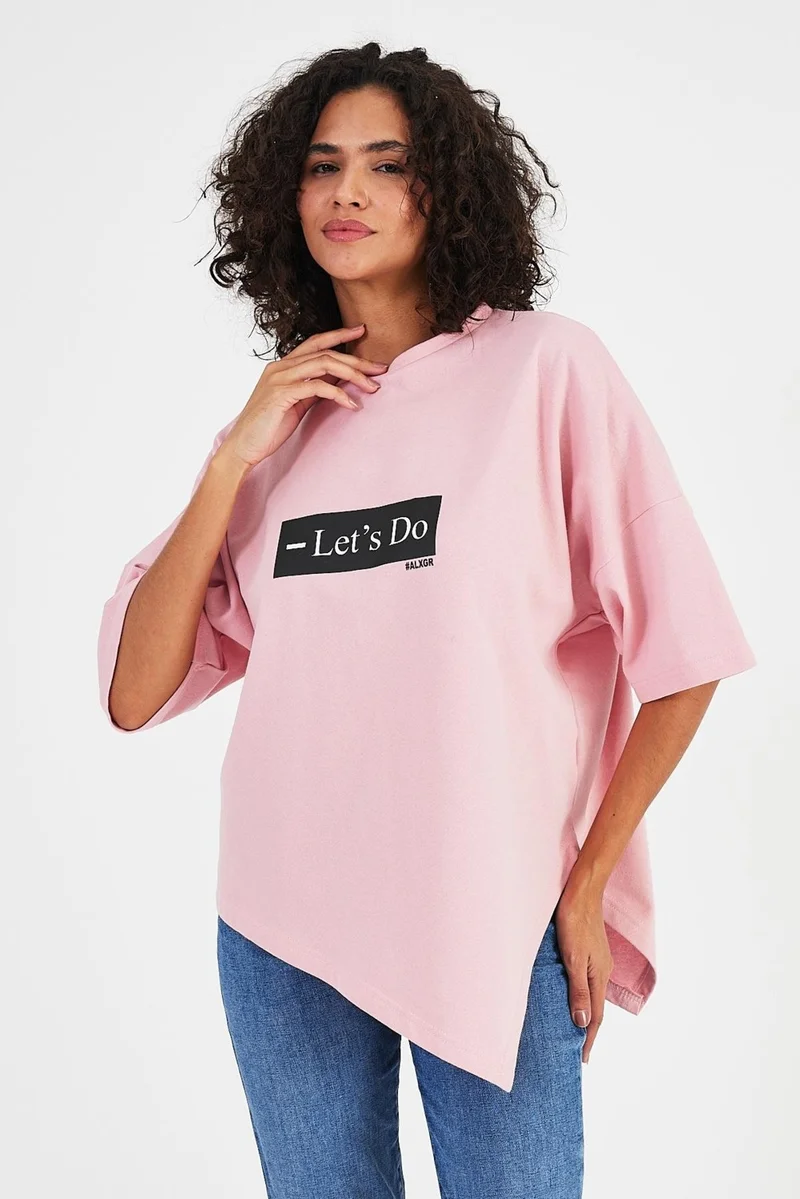 الكسندر جاردي Alexandergardı Asymmetric Cut Oversize T-SHIRT(B24-00194)