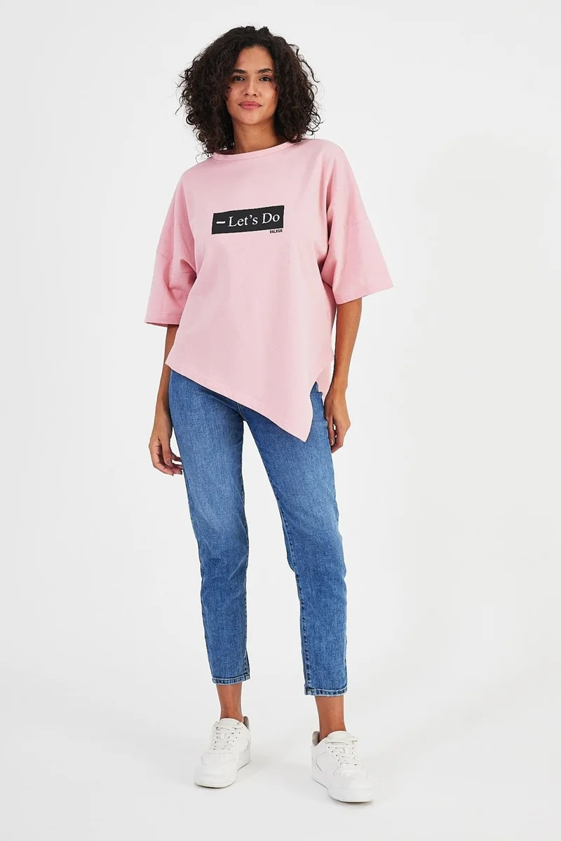 الكسندر جاردي Alexandergardı Asymmetric Cut Oversize T-SHIRT(B24-00194)