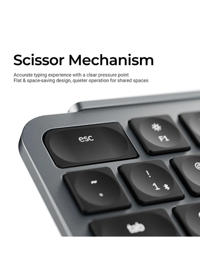 كيشرون لوحة مفاتيح Keychron B1 Pro اللاسلكية فائقة النحافة، بتصميم 75%، وتقنية بلوتوث 5.2 + 2.4 جيجاهرتز + منفذ USB-C، ومفاتيح منخفضة الارتفاع بمفاتيح مقصية، ودعم لأجهزة متعددة، ومتوافقة مع نظامي التشغيل ماك وويندوز، وتدعم اللغتين الإنجليزية والعربية، باللون الرمادي | B1P-K1-AR - Image 4