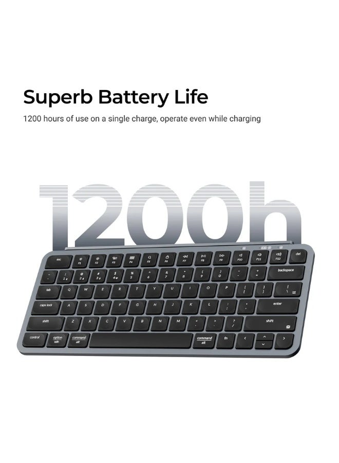 كيشرون لوحة مفاتيح Keychron B1 Pro اللاسلكية فائقة النحافة، بتصميم 75%، وتقنية بلوتوث 5.2 + 2.4 جيجاهرتز + منفذ USB-C، ومفاتيح منخفضة الارتفاع بمفاتيح مقصية، ودعم لأجهزة متعددة، ومتوافقة مع نظامي التشغيل ماك وويندوز، وتدعم اللغتين الإنجليزية والعربية، باللون الرمادي | B1P-K1-AR - Image 5