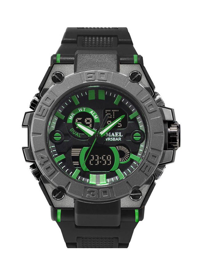 NIBEMINENT unisex Water Resistant Rubber Analog+Digital Watch 8003