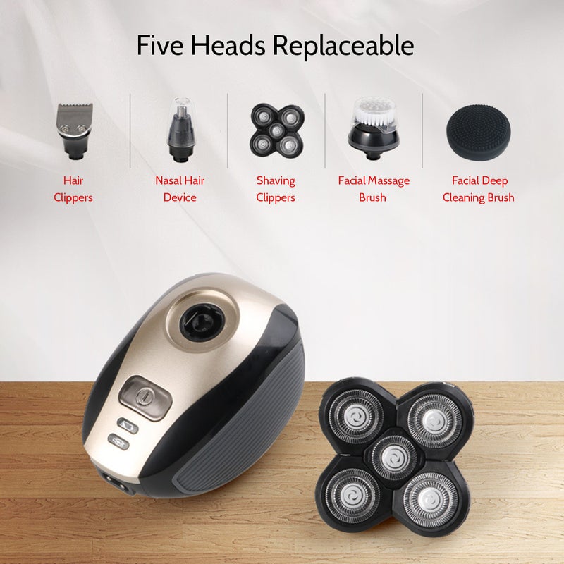 Men Multifunctional 5 Heads Electric Bald Shaver Razor Rechargeable Washable Beard Cordless Hair Trimmer Clipper Groomer - Image 4