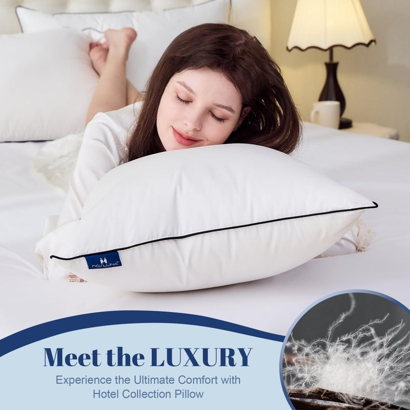 Mosluna Feather Down Pillows Queen Size Set of 2, Luxury Hotel Collection Bed Pillow 2 Pack, Airyfilâ„¢ Powered Fillings & Feathers Pillowï¼ŒFluffy Plush for Side Sleepers, Medium Firm, 20x30 in. - Image 2