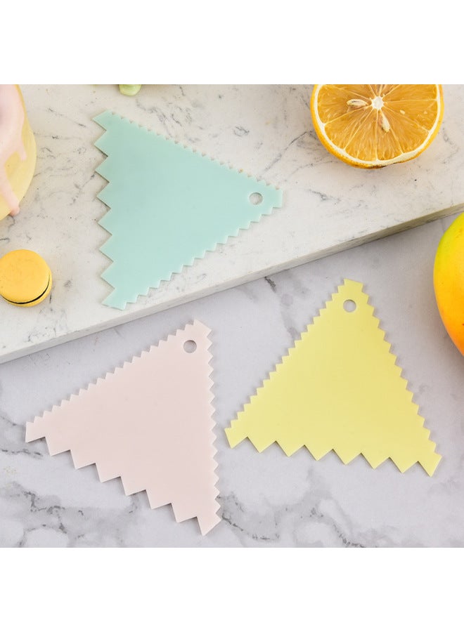 Triangular Plastic Scraper Birthday Cake Wasting Tool Serrated Cream Scraper Kitchen Baking Special Tool-Color:Triangular Scraper Yellow - Image 4