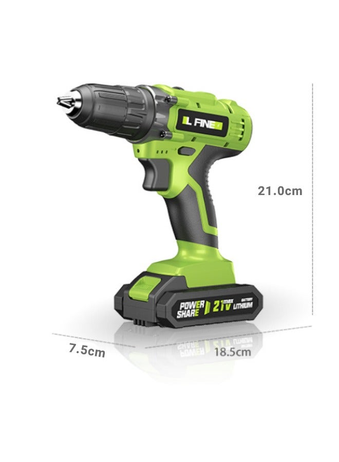 36V Cordless Power Drill, 2 Batteries and  24 Piece Accessories Electric Screwdriver Set, Green
