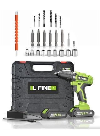 36V Cordless Power Drill, 2 Batteries and  24 Piece Accessories Electric Screwdriver Set, Green - pzsku/Z80B7F5070D4EADB6A5EDZ/45/_/1731475895/2a3346d8-72ab-46da-8178-39f7ad98f136