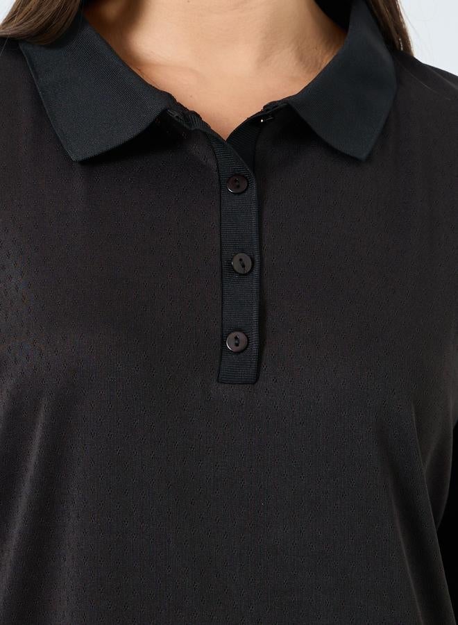 Styli Black Knitted Polo T-Shirt - Image 4