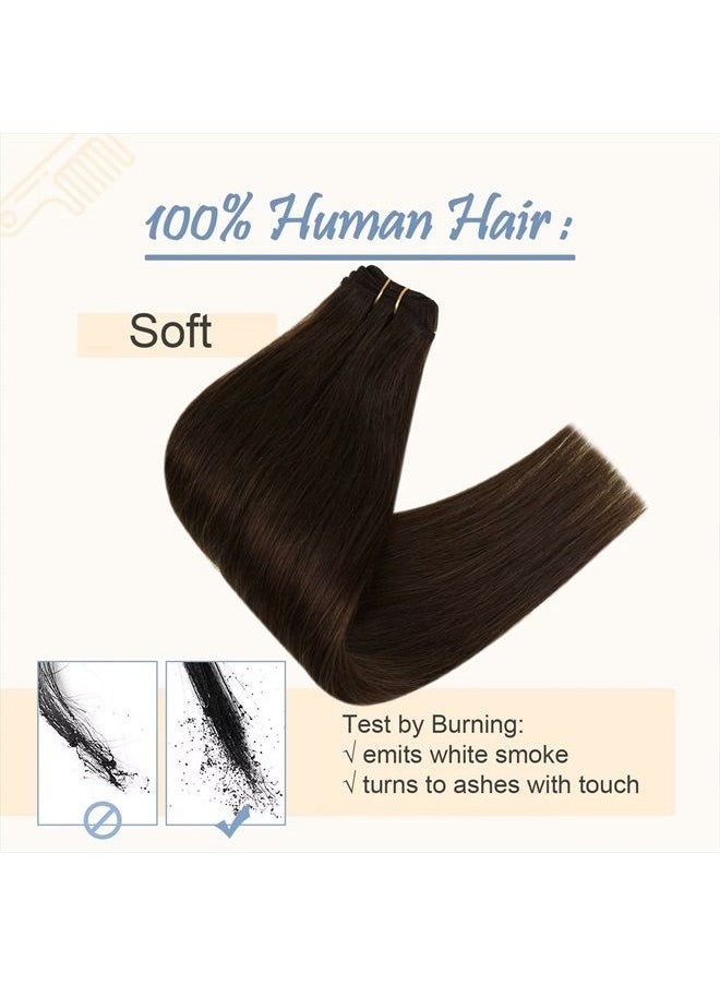 Easyouth - Straight Remy Hair Weft Extensions Sew in Weft Hair Extensions Full Head Double Weft Hair Color 2 Darkest Brown Weft Human Hair Bundles 100 Grams 16 Inch - Image 1