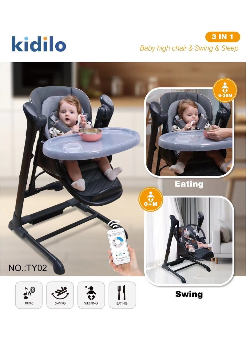 3-in-1 Convertible Feeding High Chair | Rocker with Double Tray, Washable Fabric, and Safety Straps for Kids 6 Months to 4 Years | Adjustable Toddler Feeding Chair - pzsku/Z80B80CB4C8403E4111BBZ/45/_/1734173599/d2182a7f-ac23-4003-a0fa-5d5e415f9133