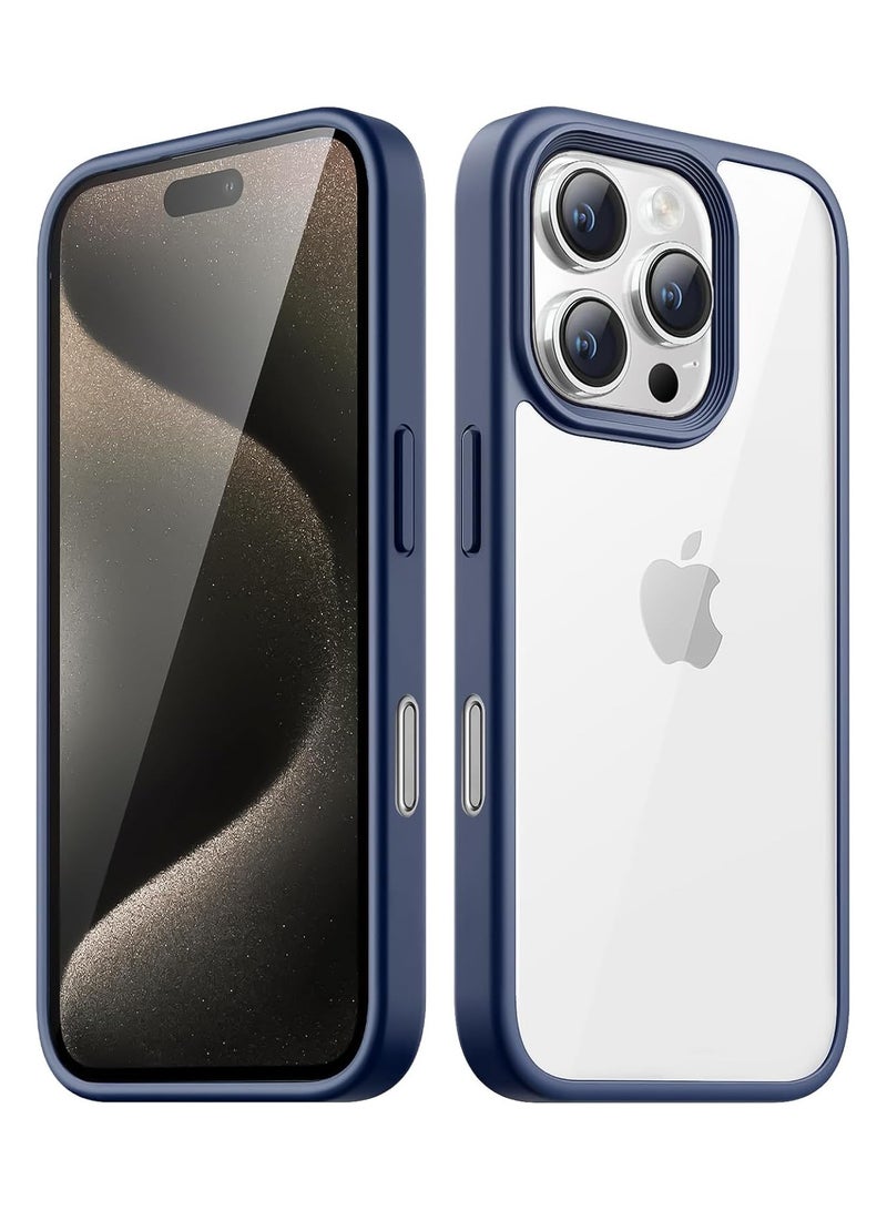 Case for iPhone 16 Pro Max 6.9-Inch, Shockproof Phone Bumper Cover, Solid Color Matte TPU Frame, Anti-Scratch Clear Back (Blue) - Image 1