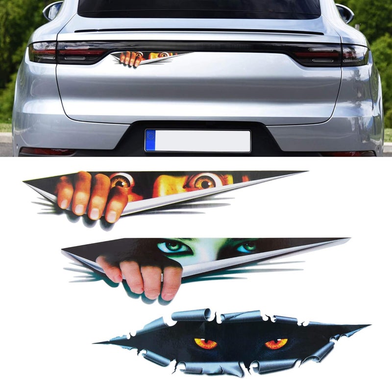 TOMALL 3pcs 3D Simulation Stereo Eyes Peeking Car Stickers Man Peeking Woman Peeking Stickers Leopard Eyes Peeking Sticker Self-Adhesive Waterproof Car Decals for Car Window Bumper Laptop Motorcycle - Image 1