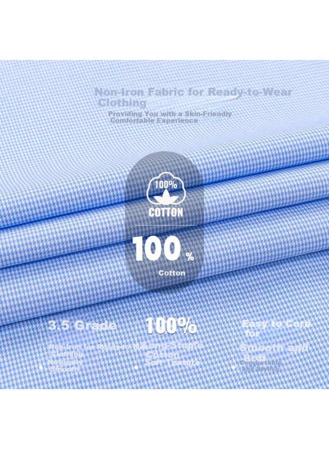 Firs Men's Short Sleeve Blue Business Casual Pure Cotton Shirt Blue Plaid 39 - Image 1
