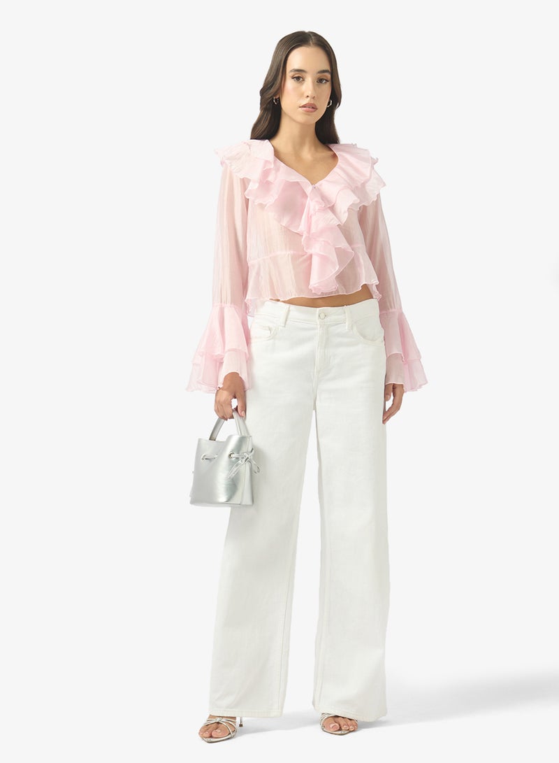 جينجر بلوزة بكشكشة وتفاصيل مجمعة - Image 4