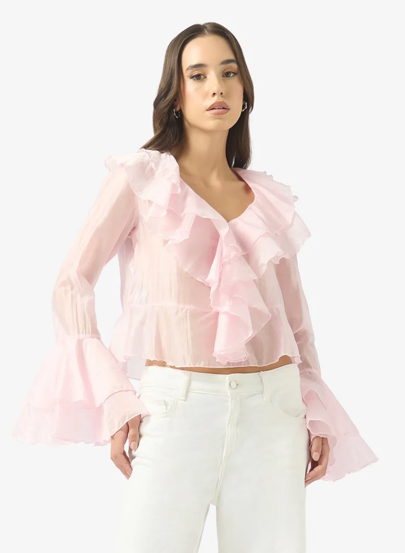 Ginger Gather Detail Ruffle Blouse
