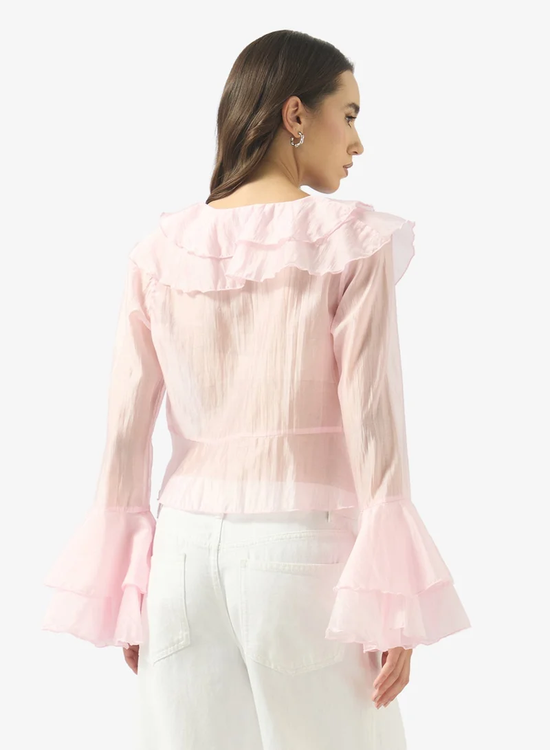 Ginger Gather Detail Ruffle Blouse