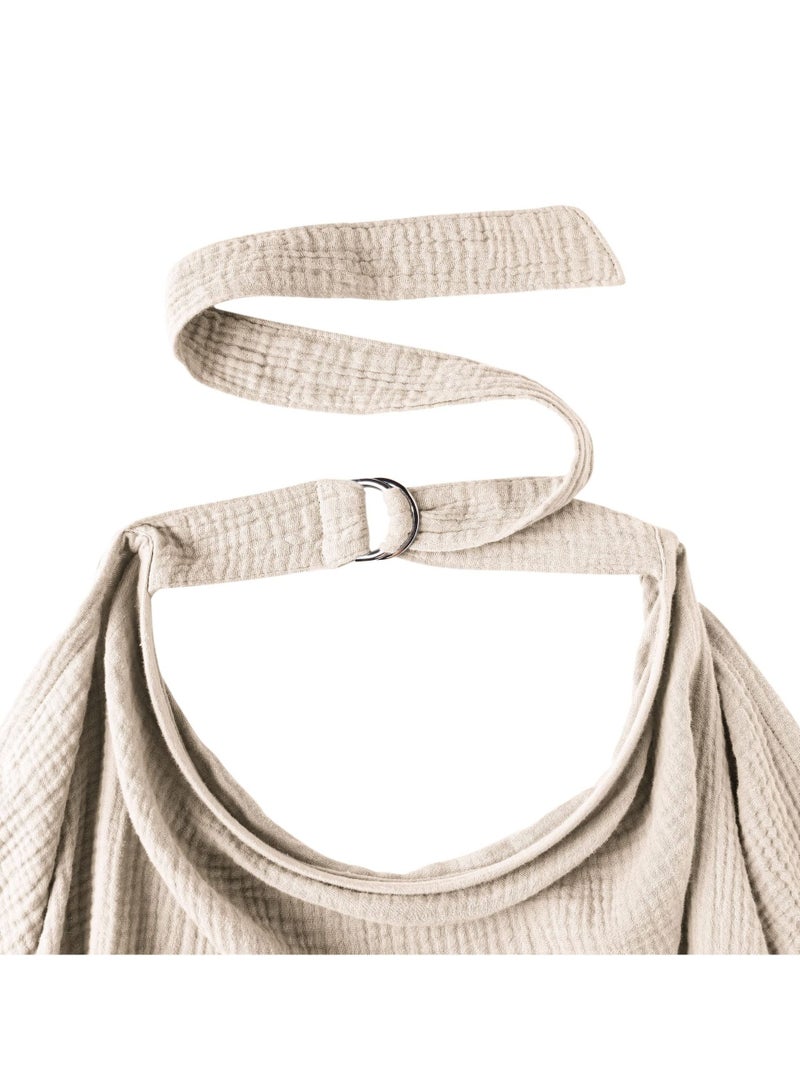 DMG TECH Muslin Nursing Cover for Baby Breastfeeding Breathable 100% Cotton Breastfeeding Cover with Rigid Hoop for Mother Nursing Apron Multi-use Carseat Canopy Khaki - Image 5