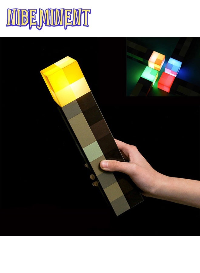 NIBEMINENT ضوء قابل لإعادة الشحن بأسلوب بكسل ماينكرافت 4 ألوان 2 وضعيات تحكم صوتي هدية مثالية لعشاق ديكور المنزل والأطفال وألعاب الفيديو وغرف النوم والمعيشة ولعب الأطفال - Image 1