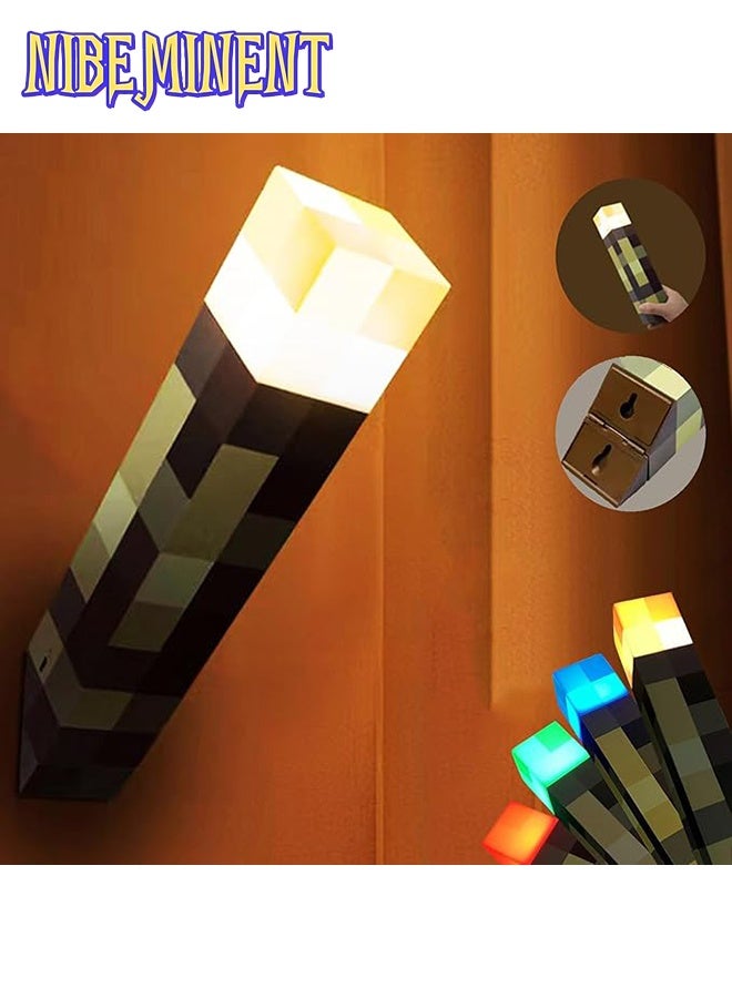 NIBEMINENT ضوء قابل لإعادة الشحن بأسلوب بكسل ماينكرافت 4 ألوان 2 وضعيات تحكم صوتي هدية مثالية لعشاق ديكور المنزل والأطفال وألعاب الفيديو وغرف النوم والمعيشة ولعب الأطفال - Image 4