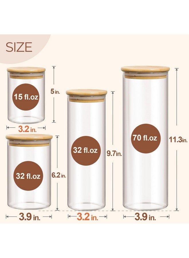 ComSaf Glass Food Storage Jars Set of 6, Clear Glass Storage Containers with Lids, Canisters Sets for the kitchen, Spaghetti, Pasta, Flour, Nuts, Oat, Coffee and Sugar Container, Pantry Organization - Image 2
