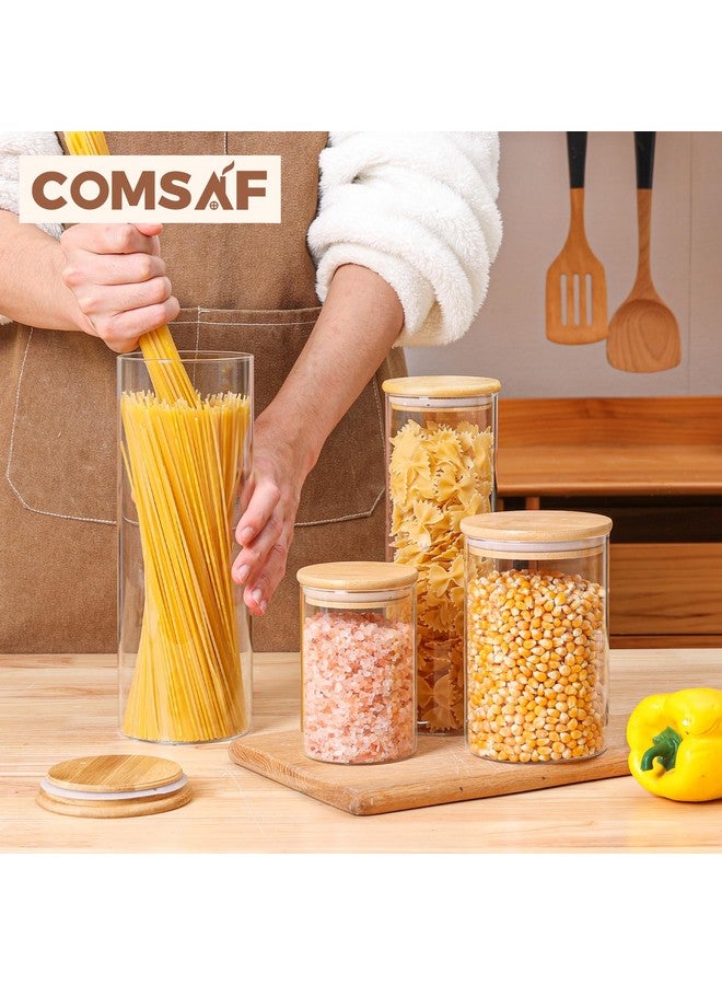 ComSaf Glass Food Storage Jars Set of 6, Clear Glass Storage Containers with Lids, Canisters Sets for the kitchen, Spaghetti, Pasta, Flour, Nuts, Oat, Coffee and Sugar Container, Pantry Organization - Image 4