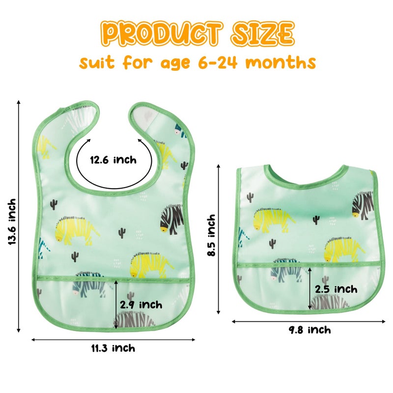 2ooya 6Pcs Waterproof Toddler Bibs Baby Feeding Bib Set with Crumb Catcher Pocket Infant Adjustable Baby Teething Bib Babies Sleeveless Animals Food Bibs Keepsake Gift for Baby Shower, 6-24 Months - Image 2