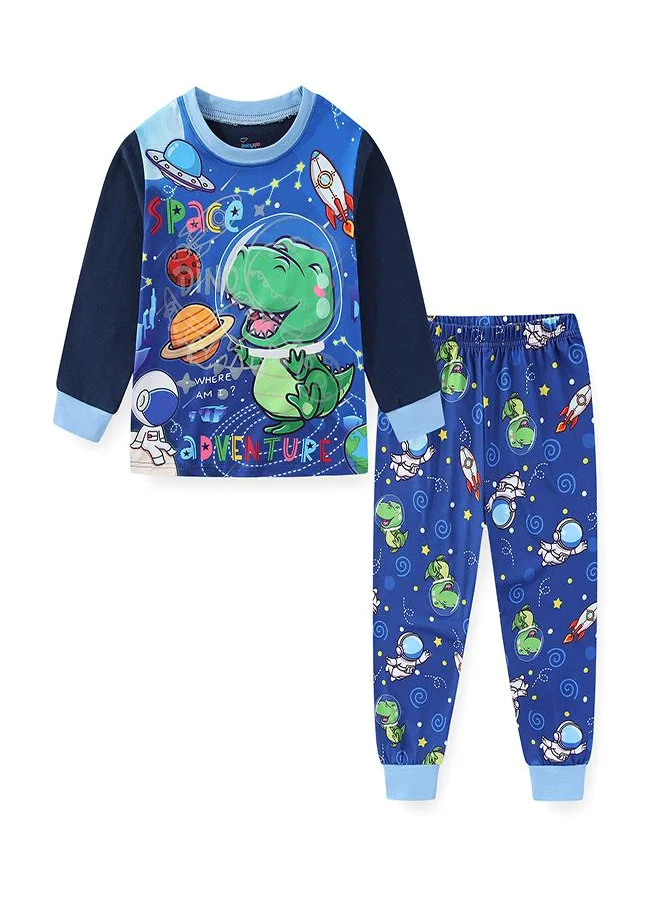 babyqlo Dino Space Adventure Glow-in-the-Dark PJs for Boys