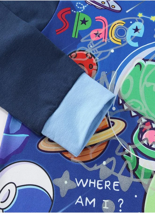 babyqlo Dino Space Adventure Glow-in-the-Dark PJs for Boys