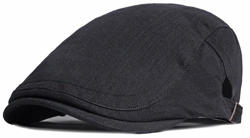 Xinveen Newsboy Hats for Men Flat Cap Cotton Adjustable Breathable Irish Cabbie Ivy Driving Hunting Hat Black - Image 1